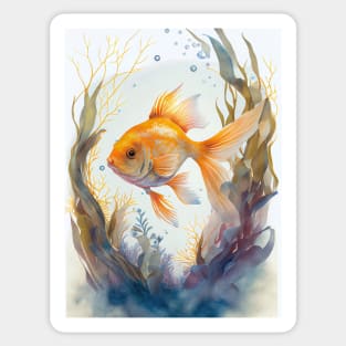 Fancy Pet Goldfish Watercolor Sticker